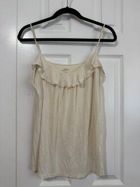 LOFT Ruffle Spaghetti Strap Tank Size L